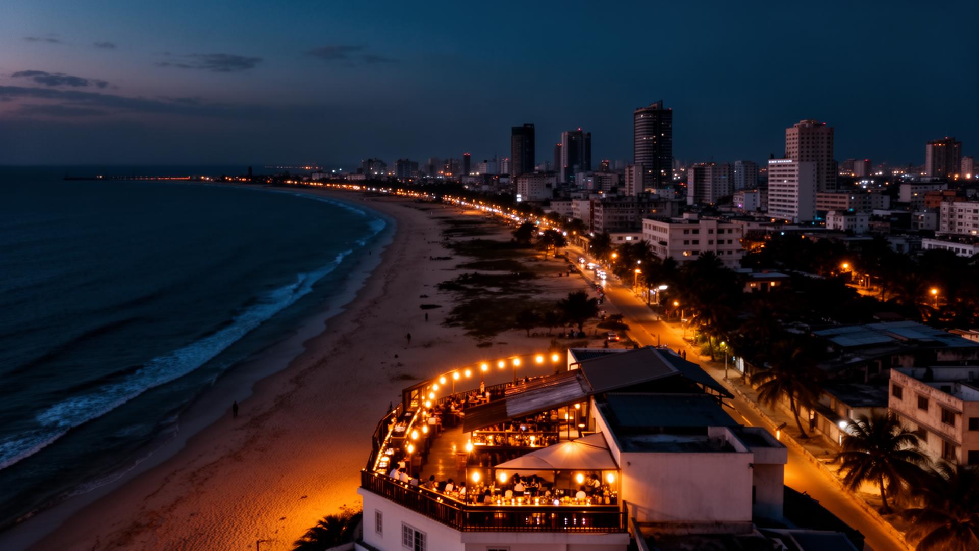 Lagos rooftop at night